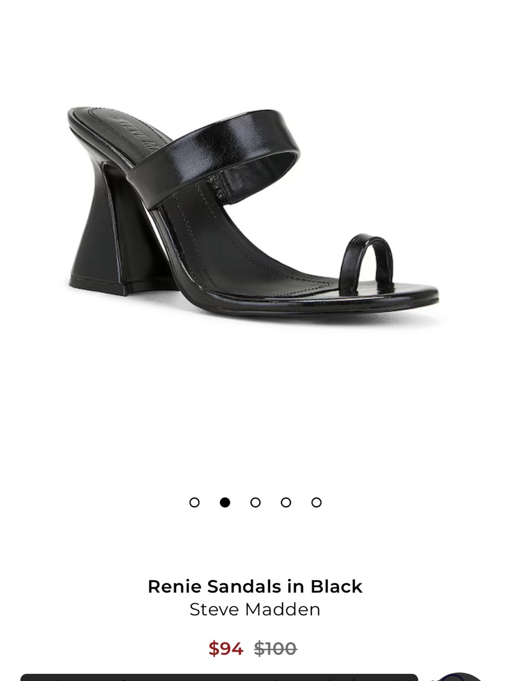 Steve Madden Renie Black Patent Strap Toe-Loop Sandals